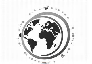Icon representing global reach with Japanese influence