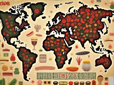 Illustration of diverse food items representing cultures