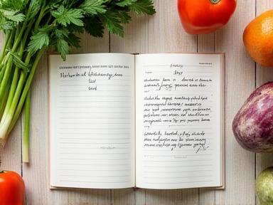 Illustration of a recipe book or ingredients